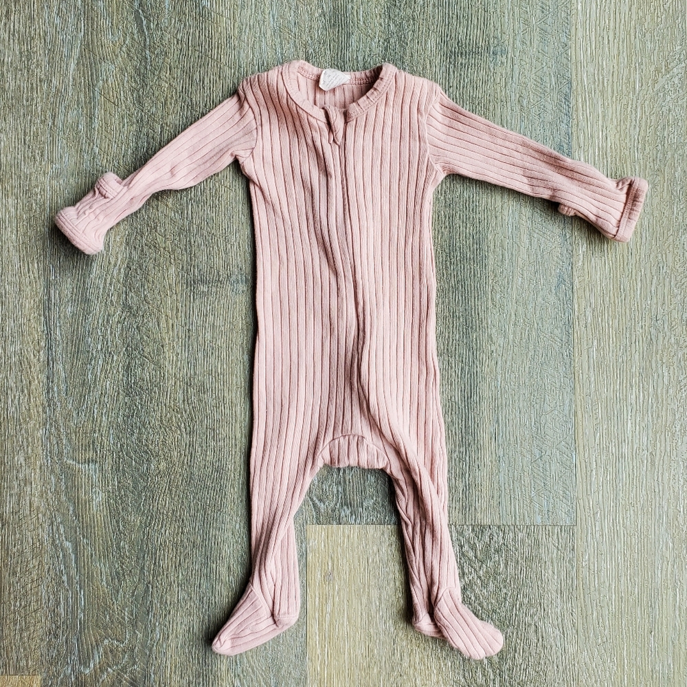 Kate Quinn long sleeve zipper footie Rose Smoke